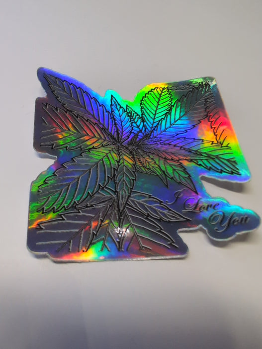 Holographic Weed Leaf Sticker