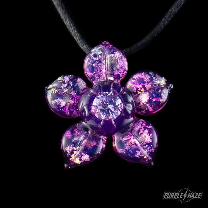Mars Glass: Regular Flower Pendant Purple Dichro