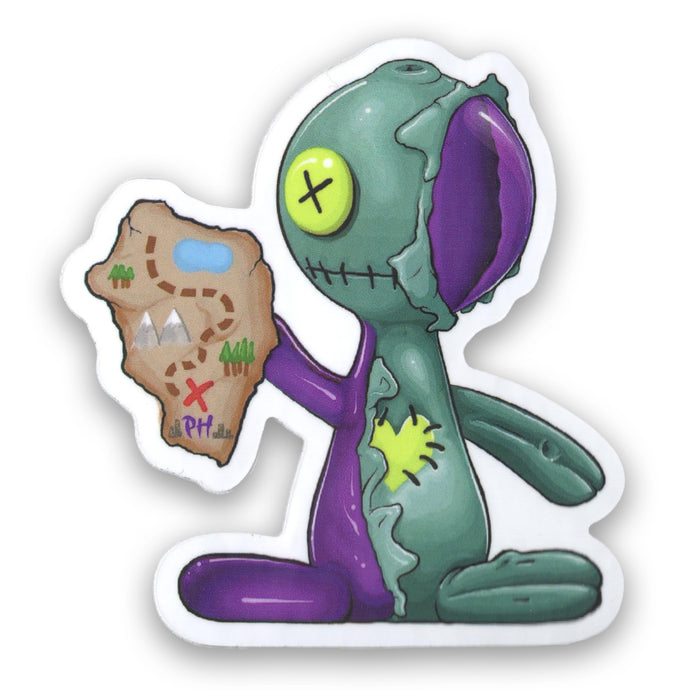 Purple Haze Muller Sticker: Voodoo Doll Treasure Map