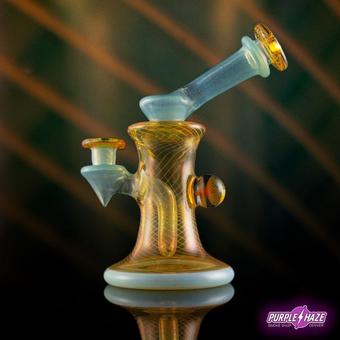 Gatez Glass - Fumicello Jammer w/ Aquarius over White Satin accents
