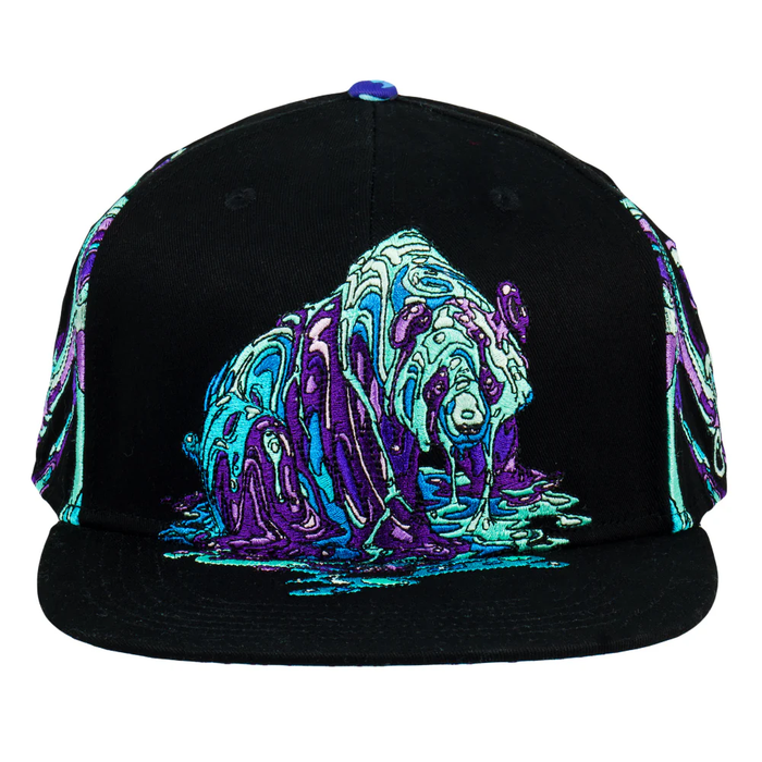 GR Snapback Hat S/M  : Swartz Brothers Neon Dripping Panda Gray Grassroots