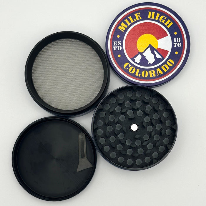 Purple Haze Round Grinder 4 tier 63mm Blue- Mile High Colorado