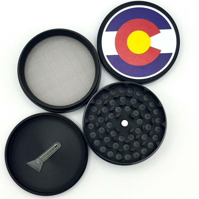 Purple Haze Round Grinder 4 tier 63mm Black- Colorado Flag